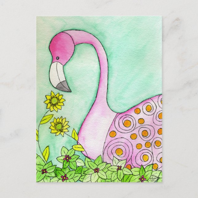 Pink Flamingo Postkarte (Vorderseite)