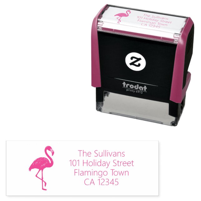 Pink Flamingo Return Address Permastempel (Beispiel)