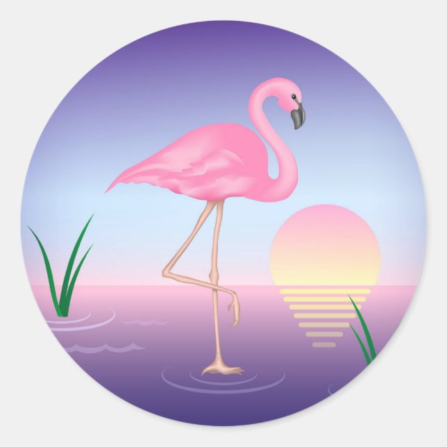 Pink Flamingo Runder Aufkleber (Vorderseite)