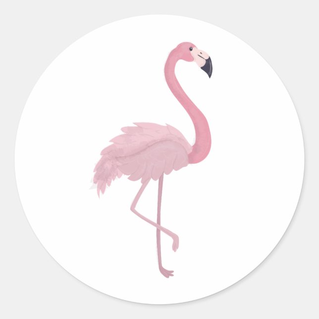 Pink Flamingo Runder Aufkleber (Vorderseite)