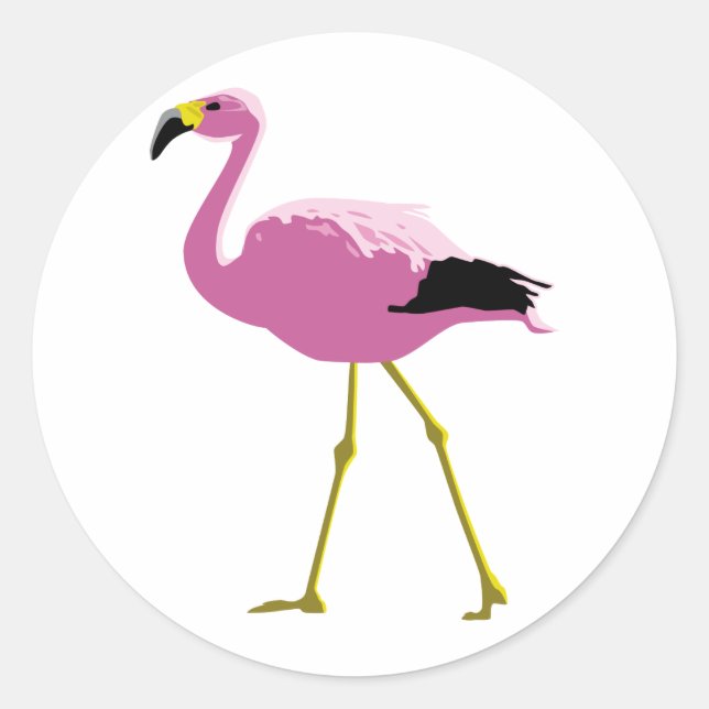 Pink Flamingo Runder Aufkleber (Vorderseite)