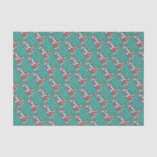 PINK FLAMINGO SANTA CHRISTMAS TISSUPAPIER SEIDENPAPIER