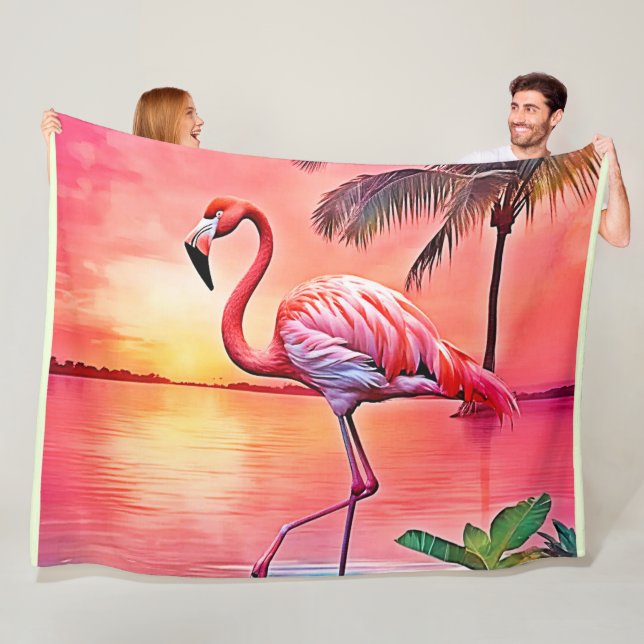 Pink Flamingo Scene Design Fleecedecke (Beispiel)