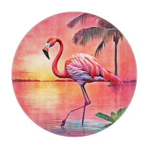 Pink Flamingo Scene Design Schneidebrett