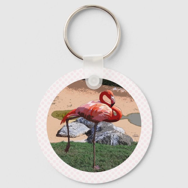 Pink Flamingo Schlüsselanhänger (Vorderseite)
