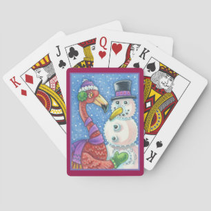 PINK FLAMINGO SCHNEEMANN WEIHNACHTS-SPIELKARTEN SPIELKARTEN