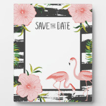 Pink Flamingo Schwarz und Weiß Streifen Rett Datum