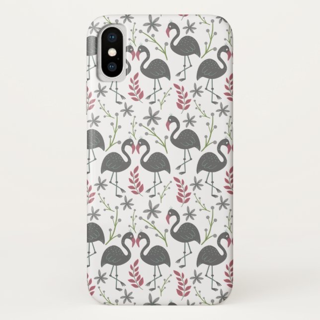 Pink flamingo seamless pattern flowers, leaves Case-Mate iPhone hülle (Rückseite)
