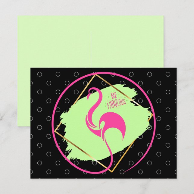Pink Flamingo sein fabelhaftes inspirierendes Spri Postkarte (Vorne/Hinten)