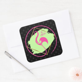 Pink Flamingo sein fabelhaftes inspirierendes Spri Quadratischer Aufkleber
