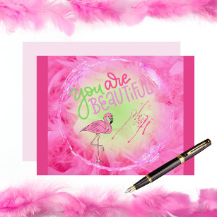 Pink Flamingo Sie sind schön Inspiration Postkarte