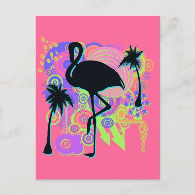 Pink Flamingo Silhouette Postkarte (Vorderseite)