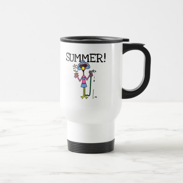 Pink Flamingo Sommer T - Shirt und Geschenke Reisebecher (Rechts)