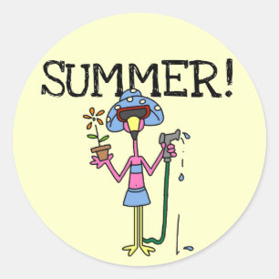 Pink Flamingo Sommer T - Shirt und Geschenke Runder Aufkleber