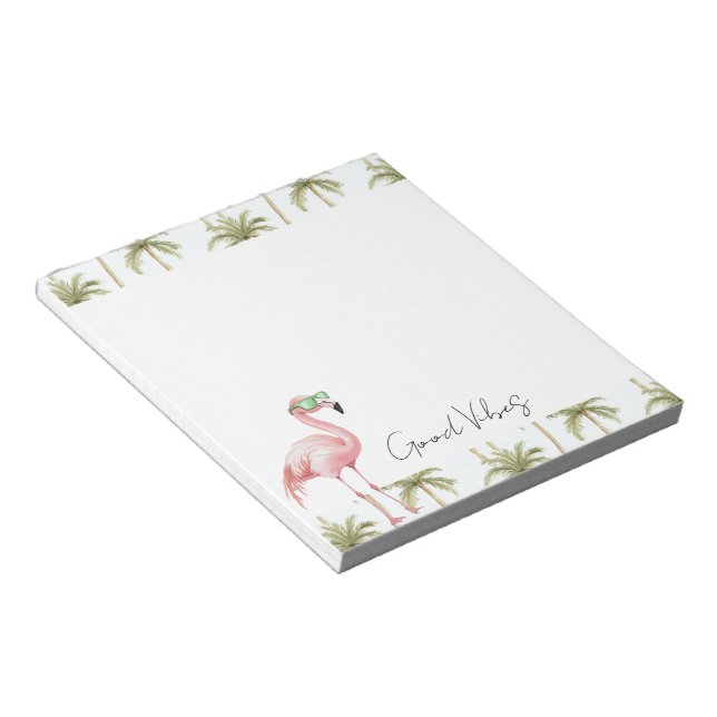 Pink Flamingo Sonnenbrille Palm Trees Good Vibes Notizblock (angewinkelt)
