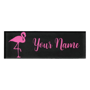 Pink Flamingo Stehend Graceful Namenschild