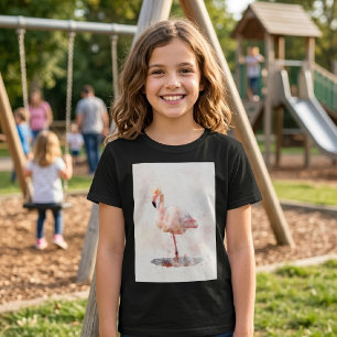 Pink Flamingo Stehend - Wasserfarbe - 01 T-Shirt