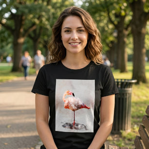 Pink Flamingo Stehend - Wasserfarbe - 02 T-Shirt