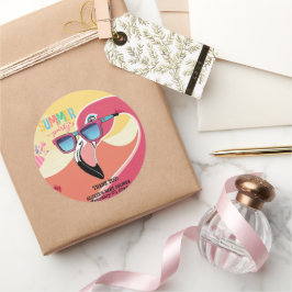 Pink Flamingo Summer Party Runder Aufkleber