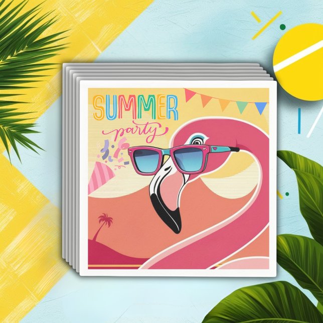 Pink Flamingo Summer Party Serviette (Von Creator hochgeladen)