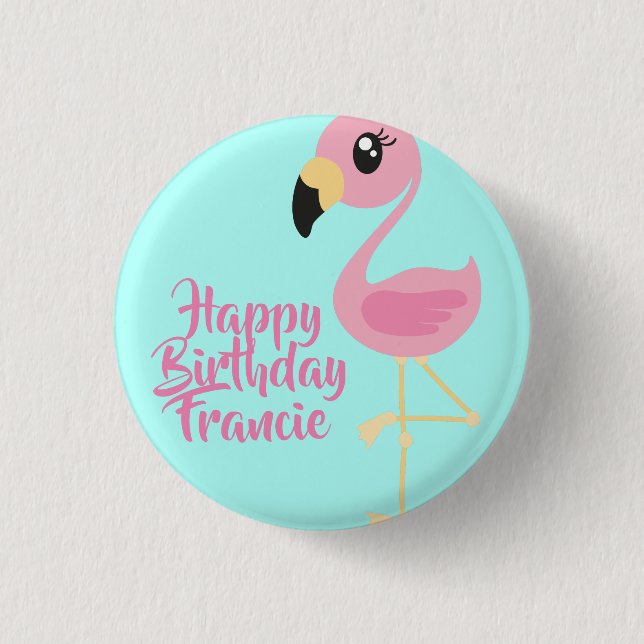 Pink Flamingo Tropical 1. Geburtstag Button Button (Vorderseite)