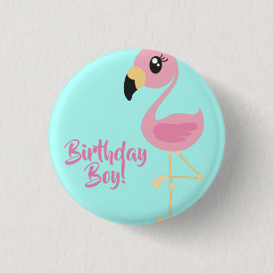 Pink Flamingo Tropical 1. Geburtstag Button Button