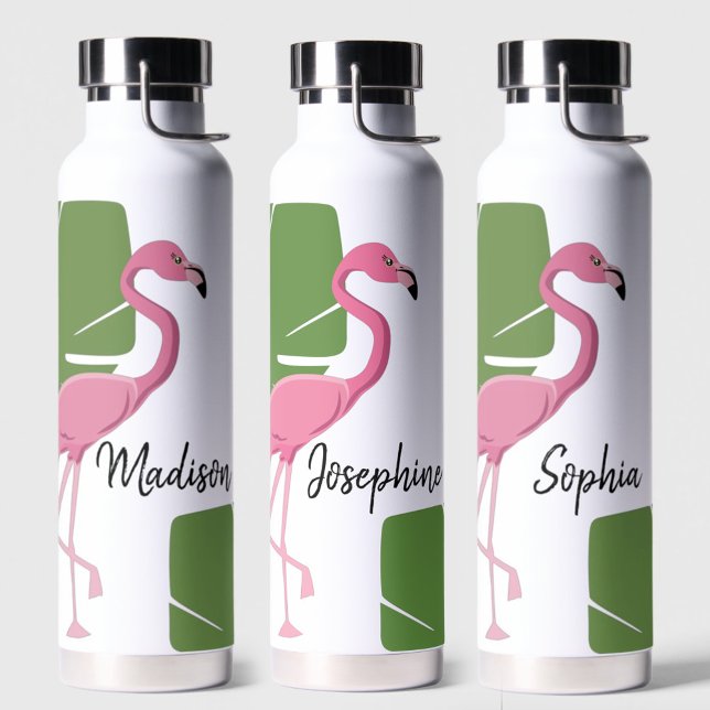 Pink Flamingo Tropical Bachelorette personalisiert Trinkflasche (Bachelorette Pink flamingo personalized tropical water bottle)