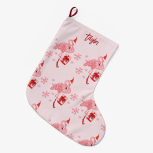 Pink Flamingo Tropical Beach Bird Custom Großer Weihnachtsstrumpf