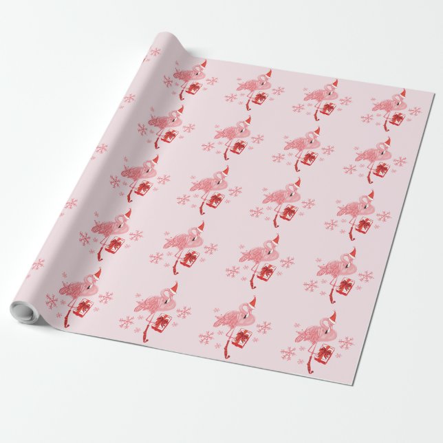 Pink Flamingo Tropical Beach Bird Weihnachten Geschenkpapier (Ungerollt)