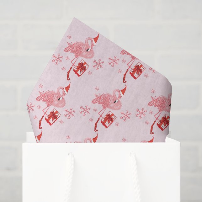 Pink Flamingo Tropical Beach Bird Weihnachten Seidenpapier (Geschenktüte)