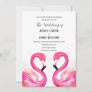 Pink Flamingo Tropical Beach Hochzeit Einladung