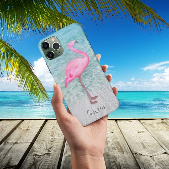 Pink Flamingo Tropical Beach Moderne Ihren Namen h Case-Mate iPhone Hülle (Von Creator hochgeladen)