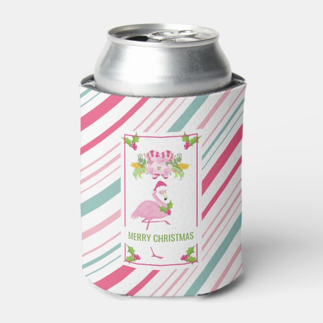 Pink Flamingo Tropical Christmas Dosenkühler (Kanne Vorderseite)