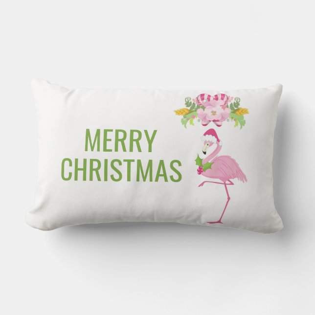 Pink Flamingo Tropical Christmas Lendenkissen (Vorderseite)