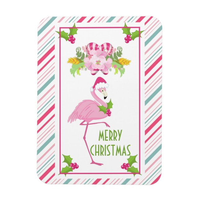 Pink Flamingo Tropical Christmas Magnet (Vertikal)