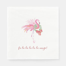 Pink Flamingo Tropical Christmas Serviette