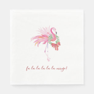 Pink Flamingo Tropical Christmas Serviette