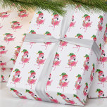 Pink Flamingo Tropical Christmas Wrapping Paper Geschenkpapier<br><div class="desc">Rosa Flamingo tropische Weihnachtsverpackung Papier. Niedliches Design für die Ferienzeit.</div>