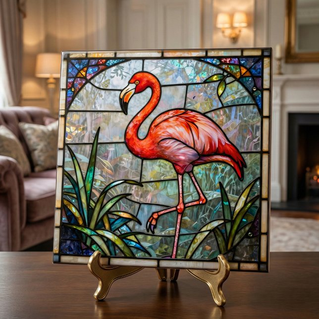 Pink Flamingo Tropical Faux Stained Glass Mosaic Fliese (Von Creator hochgeladen)