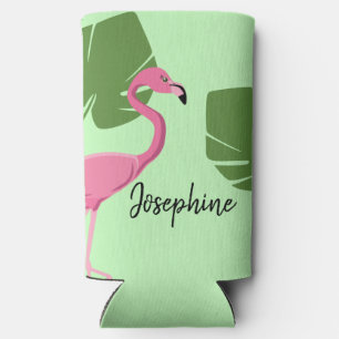 Pink Flamingo Tropical Green Bachelorette Selters Dosenkühler