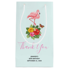 Pink Flamingo & Tropical Hibiskus Extravagant Viel Kleine Geschenktüte