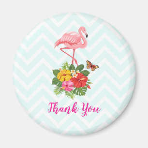 Pink Flamingo & Tropical Hibiskus Extravagant Viel Magnet