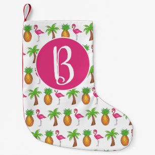 Pink Flamingo Tropical Island Palm Tree Ananas Kleiner Weihnachtsstrumpf