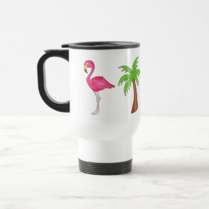 Pink Flamingo Tropical Island Palm Tree Paradise Reisebecher