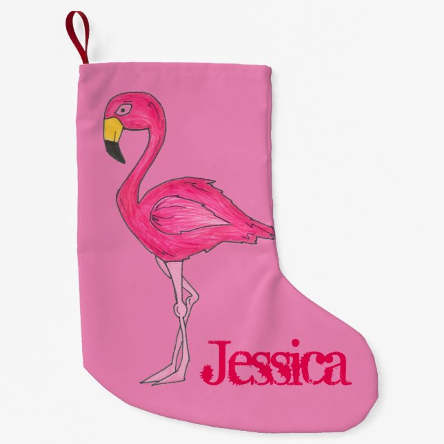 Pink Flamingo Tropical Paradise Island Bird Kleiner Weihnachtsstrumpf (Vorderseite)
