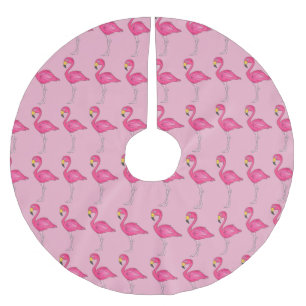 Pink Flamingo Tropical Paradise Island Bird Polyester Weihnachtsbaumdecke