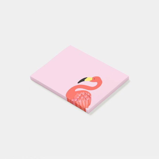 Pink Flamingo Tropical Theme Sticky Notepad Post-it Klebezettel (angewinkelt)