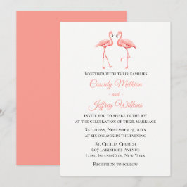Pink Flamingo Tropical Wedding Niedlich Summer Bea Einladung