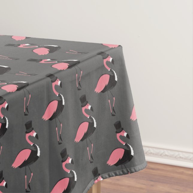 Pink Flamingo Tuxedo Fun Gray Animal Tableclout Tischdecke (Beispiel)