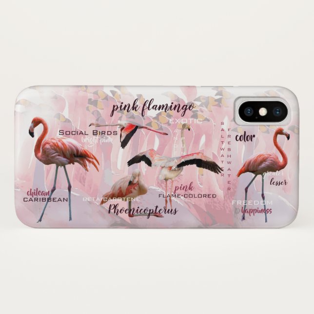 Pink Flamingo Typografie | Angepasst Case-Mate iPhone Hülle (Rückseite (Horizontal))
